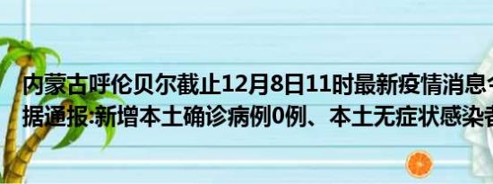 内蒙古呼伦贝尔截止12月8日11时最新疫情消息今天实时数据通报:新增本土确诊病例0例、本土无症状感染者9例