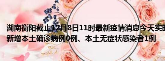 湖南衡阳截止12月8日11时最新疫情消息今天实时数据通报:新增本土确诊病例0例、本土无症状感染者1例