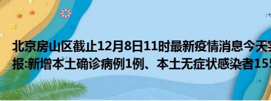 北京房山区截止12月8日11时最新疫情消息今天实时数据通报:新增本土确诊病例1例、本土无症状感染者155例