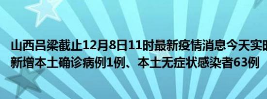 山西吕梁截止12月8日11时最新疫情消息今天实时数据通报:新增本土确诊病例1例、本土无症状感染者63例