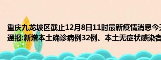 重庆九龙坡区截止12月8日11时最新疫情消息今天实时数据通报:新增本土确诊病例32例、本土无症状感染者436例