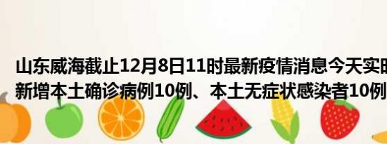 山东威海截止12月8日11时最新疫情消息今天实时数据通报:新增本土确诊病例10例、本土无症状感染者10例