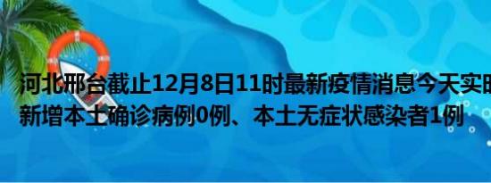 河北邢台截止12月8日11时最新疫情消息今天实时数据通报:新增本土确诊病例0例、本土无症状感染者1例