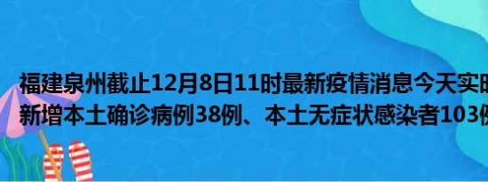 福建泉州截止12月8日11时最新疫情消息今天实时数据通报:新增本土确诊病例38例、本土无症状感染者103例