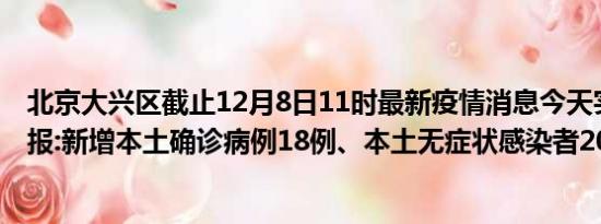 北京大兴区截止12月8日11时最新疫情消息今天实时数据通报:新增本土确诊病例18例、本土无症状感染者205例