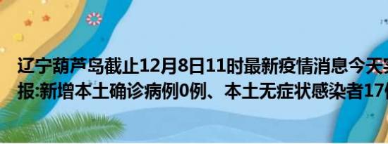 辽宁葫芦岛截止12月8日11时最新疫情消息今天实时数据通报:新增本土确诊病例0例、本土无症状感染者17例