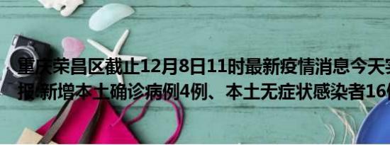 重庆荣昌区截止12月8日11时最新疫情消息今天实时数据通报:新增本土确诊病例4例、本土无症状感染者16例