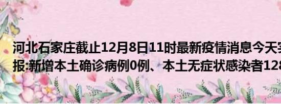 河北石家庄截止12月8日11时最新疫情消息今天实时数据通报:新增本土确诊病例0例、本土无症状感染者128例