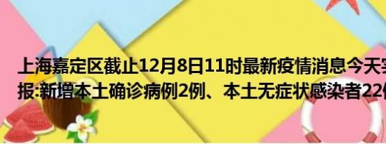 上海嘉定区截止12月8日11时最新疫情消息今天实时数据通报:新增本土确诊病例2例、本土无症状感染者22例