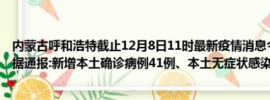 内蒙古呼和浩特截止12月8日11时最新疫情消息今天实时数据通报:新增本土确诊病例41例、本土无症状感染者32例