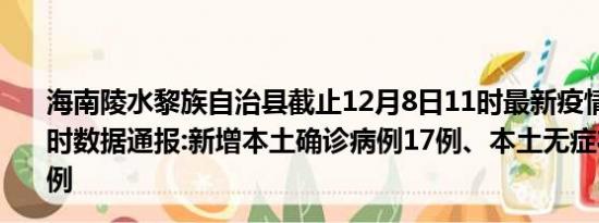 海南陵水黎族自治县截止12月8日11时最新疫情消息今天实时数据通报:新增本土确诊病例17例、本土无症状感染者23例