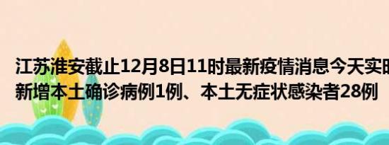 江苏淮安截止12月8日11时最新疫情消息今天实时数据通报:新增本土确诊病例1例、本土无症状感染者28例