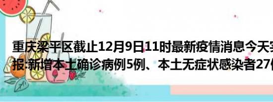 重庆梁平区截止12月9日11时最新疫情消息今天实时数据通报:新增本土确诊病例5例、本土无症状感染者27例