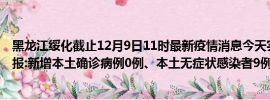 黑龙江绥化截止12月9日11时最新疫情消息今天实时数据通报:新增本土确诊病例0例、本土无症状感染者9例