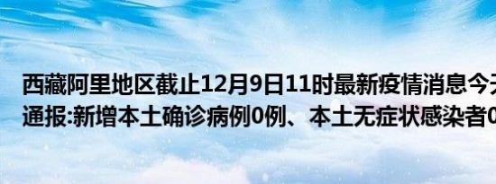 西藏阿里地区截止12月9日11时最新疫情消息今天实时数据通报:新增本土确诊病例0例、本土无症状感染者0例