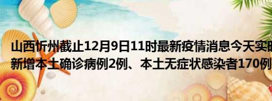 山西忻州截止12月9日11时最新疫情消息今天实时数据通报:新增本土确诊病例2例、本土无症状感染者170例