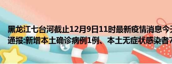 黑龙江七台河截止12月9日11时最新疫情消息今天实时数据通报:新增本土确诊病例1例、本土无症状感染者7例