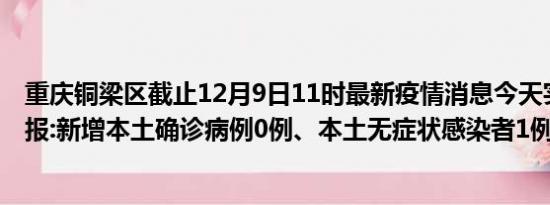 重庆铜梁区截止12月9日11时最新疫情消息今天实时数据通报:新增本土确诊病例0例、本土无症状感染者1例