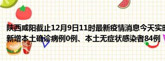 陕西咸阳截止12月9日11时最新疫情消息今天实时数据通报:新增本土确诊病例0例、本土无症状感染者84例