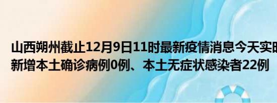 山西朔州截止12月9日11时最新疫情消息今天实时数据通报:新增本土确诊病例0例、本土无症状感染者22例