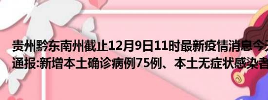 贵州黔东南州截止12月9日11时最新疫情消息今天实时数据通报:新增本土确诊病例75例、本土无症状感染者28例