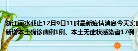 浙江丽水截止12月9日11时最新疫情消息今天实时数据通报:新增本土确诊病例1例、本土无症状感染者17例