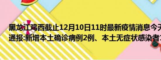 黑龙江鸡西截止12月10日11时最新疫情消息今天实时数据通报:新增本土确诊病例2例、本土无症状感染者13例