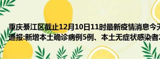 重庆綦江区截止12月10日11时最新疫情消息今天实时数据通报:新增本土确诊病例5例、本土无症状感染者23例