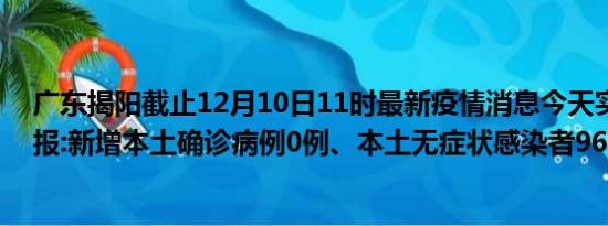 广东揭阳截止12月10日11时最新疫情消息今天实时数据通报:新增本土确诊病例0例、本土无症状感染者96例