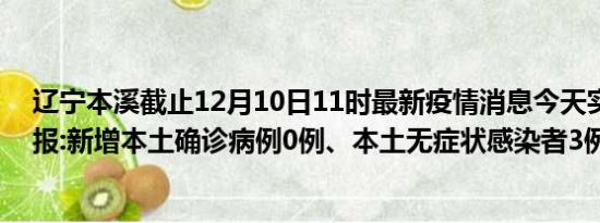 辽宁本溪截止12月10日11时最新疫情消息今天实时数据通报:新增本土确诊病例0例、本土无症状感染者3例