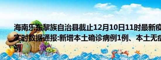 海南乐东黎族自治县截止12月10日11时最新疫情消息今天实时数据通报:新增本土确诊病例1例、本土无症状感染者0例