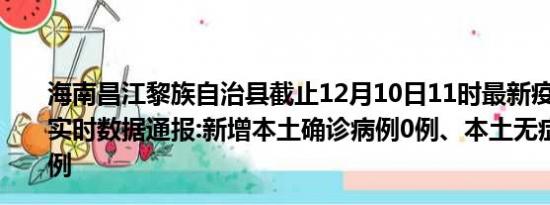 海南昌江黎族自治县截止12月10日11时最新疫情消息今天实时数据通报:新增本土确诊病例0例、本土无症状感染者8例