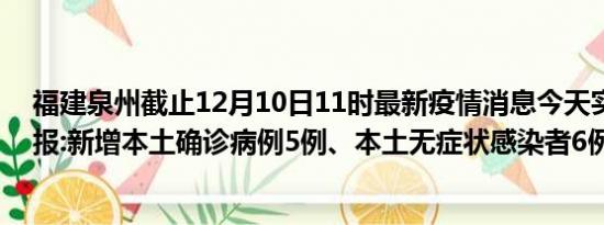 福建泉州截止12月10日11时最新疫情消息今天实时数据通报:新增本土确诊病例5例、本土无症状感染者6例