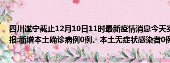 四川遂宁截止12月10日11时最新疫情消息今天实时数据通报:新增本土确诊病例0例、本土无症状感染者0例