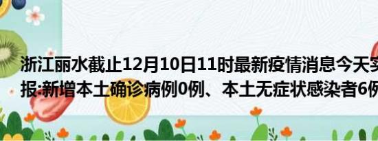 浙江丽水截止12月10日11时最新疫情消息今天实时数据通报:新增本土确诊病例0例、本土无症状感染者6例