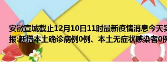 安徽宣城截止12月10日11时最新疫情消息今天实时数据通报:新增本土确诊病例0例、本土无症状感染者0例