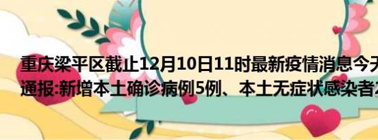 重庆梁平区截止12月10日11时最新疫情消息今天实时数据通报:新增本土确诊病例5例、本土无症状感染者20例