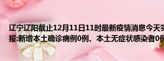 辽宁辽阳截止12月11日11时最新疫情消息今天实时数据通报:新增本土确诊病例0例、本土无症状感染者0例