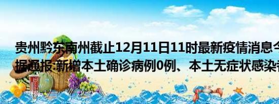 贵州黔东南州截止12月11日11时最新疫情消息今天实时数据通报:新增本土确诊病例0例、本土无症状感染者0例