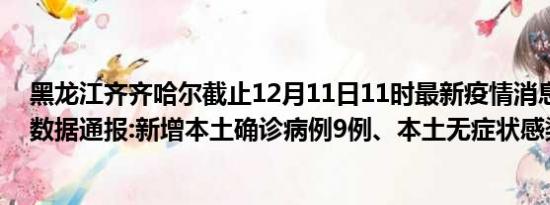 黑龙江齐齐哈尔截止12月11日11时最新疫情消息今天实时数据通报:新增本土确诊病例9例、本土无症状感染者24例