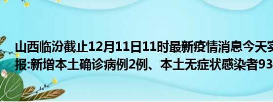 山西临汾截止12月11日11时最新疫情消息今天实时数据通报:新增本土确诊病例2例、本土无症状感染者93例