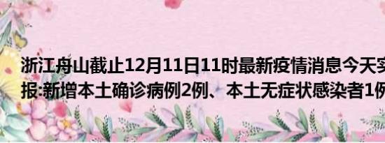 浙江舟山截止12月11日11时最新疫情消息今天实时数据通报:新增本土确诊病例2例、本土无症状感染者1例