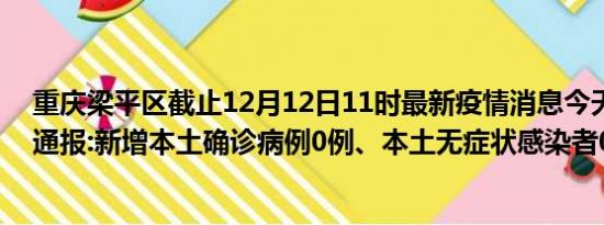 重庆梁平区截止12月12日11时最新疫情消息今天实时数据通报:新增本土确诊病例0例、本土无症状感染者0例