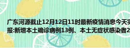 广东河源截止12月12日11时最新疫情消息今天实时数据通报:新增本土确诊病例13例、本土无症状感染者29例