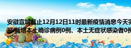 安徽宣城截止12月12日11时最新疫情消息今天实时数据通报:新增本土确诊病例0例、本土无症状感染者0例