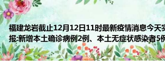 福建龙岩截止12月12日11时最新疫情消息今天实时数据通报:新增本土确诊病例2例、本土无症状感染者5例