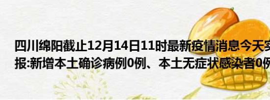 四川绵阳截止12月14日11时最新疫情消息今天实时数据通报:新增本土确诊病例0例、本土无症状感染者0例