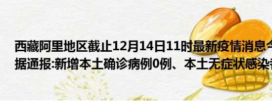 西藏阿里地区截止12月14日11时最新疫情消息今天实时数据通报:新增本土确诊病例0例、本土无症状感染者1例