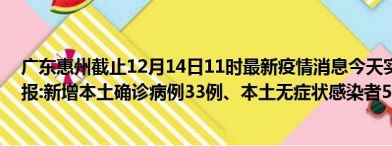 广东惠州截止12月14日11时最新疫情消息今天实时数据通报:新增本土确诊病例33例、本土无症状感染者51例