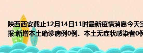 陕西西安截止12月14日11时最新疫情消息今天实时数据通报:新增本土确诊病例0例、本土无症状感染者0例